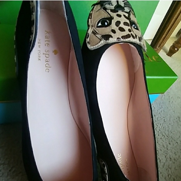 NIB Kate Spade Fur & Suede Leopard Kitty Flats - Picture 6 of 8